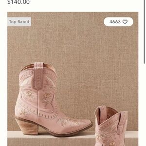 dingo Blush Pink Floral Embroidered Western Heeled Boots